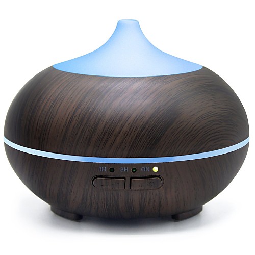 

300/500 ml Remote Control Ultrasonic Air Humidifier Aroma Essential Oil Diffuser BPA-Free Wood Grain Cool Mist Humidifier with 7-color Changing LED Light for Home/ Bed Room