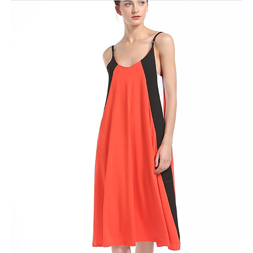 

Жен. Хлопок Прямое Платье На бретелях Средней длины