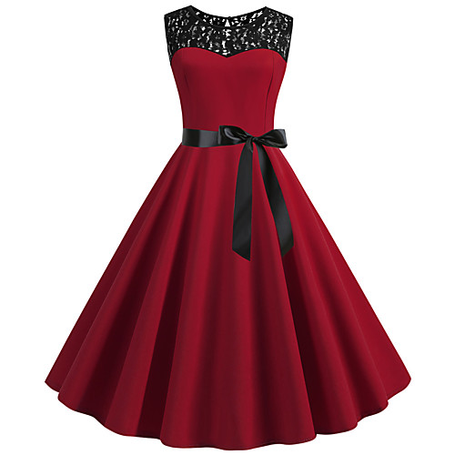 

Жен. Классический А-силуэт Платье - Контрастных цветов Выше колена