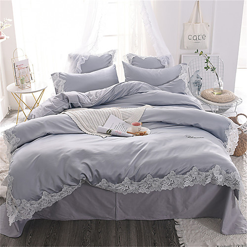 

Пододеяльник наборы Однотонный / Роскошь Полиэстер Вышивка 4 предметаBedding Sets