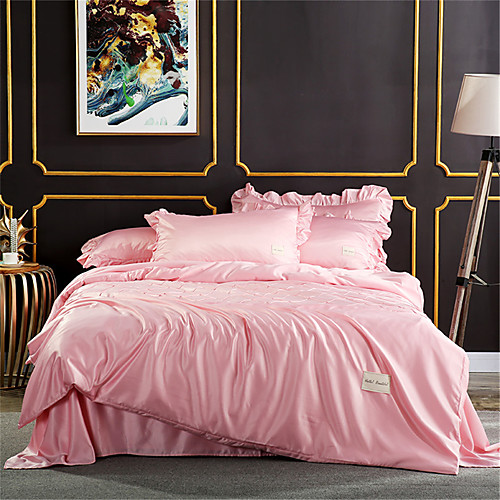 

Пододеяльник наборы Однотонный / Роскошь Полиэстер Плиссировка 4 предметаBedding Sets