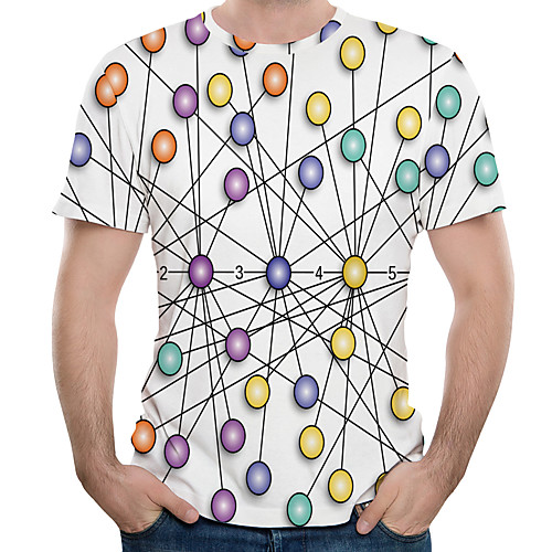 

Men's Daily Holiday Street chic / Exaggerated T-shirt - Color Block / 3D / Graphic Print White