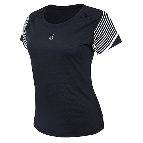 

Women's Yoga Top Color Block Running Fitness Top Short Sleeve Activewear Breathable Quick Dry Sweat-wicking Micro-elastic Slim