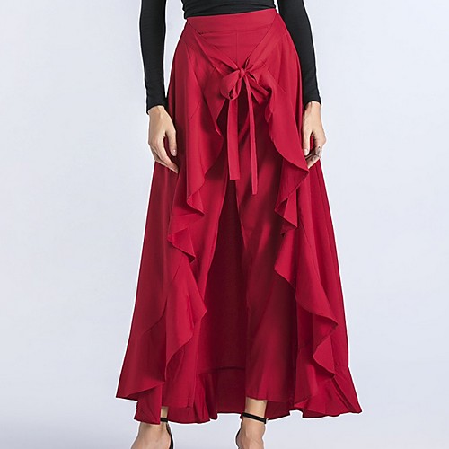 

Women's Chic & Modern Jogger / Skirt / Swing Pants - Solid Colored Ruffle High Waist Black Blue Red S M L / Asymmetrical