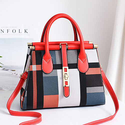 

Women's Polyester / PU Top Handle Bag Color Block Black / Brown / Dark Brown