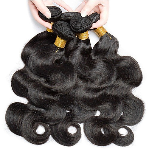 

6 Bundles Brazilian Hair Body Wave Remy Human Hair Headpiece Natural Color Hair Weaves / Hair Bulk Bundle Hair 8-28 inch Natural Color Human Hair Weaves Soft Easy dressing Best Quality Human Hair