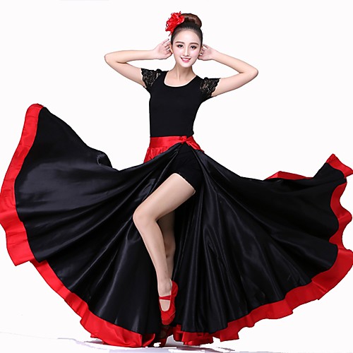 

Latin Dance Bottoms / Flamenco Women's Performance Matte Satin Hook & Loop Natural Skirts