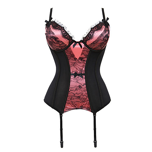 

Women's Hook & Eye Corset Set - Solid Colored / Sexy, Stylish Green Fuchsia L XL XXL