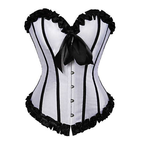 

Women's Hook & Eye Overbust Corset - Solid Colored / Sexy / Lace, Bow / Stylish White Red Blushing Pink L XL XXL