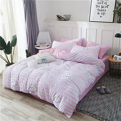 

Пододеяльник наборы Однотонный / Stripes / Рябь Полиэстер С принтом 4 предметаBedding Sets
