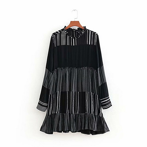 

Жен. Элегантный стиль А-силуэт Платье - Полоски Выше колена