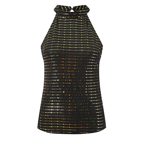 

Жен. Пайетки Безрукавка Однотонный Золотой M