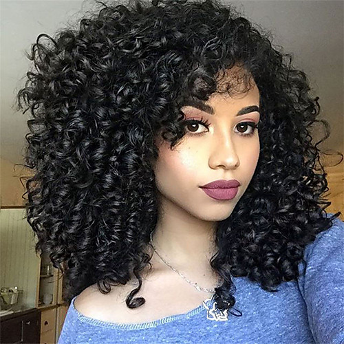 

Costume Accessories Synthetic Wig Afro Curly Jerry Curl Asymmetrical Wig Medium Length Jet Black Synthetic Hair 14 inch Women's Fashionable Design Synthetic Natural Hairline Black BLONDE UNICORN