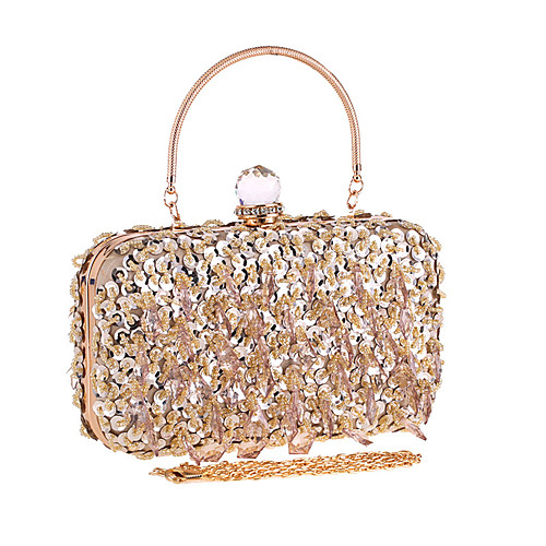 

Women's Chain Polyester Evening Bag Solid Color Champagne / Silver