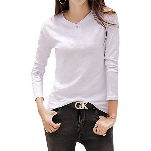 

Жен. Футболка Однотонный Белый XL