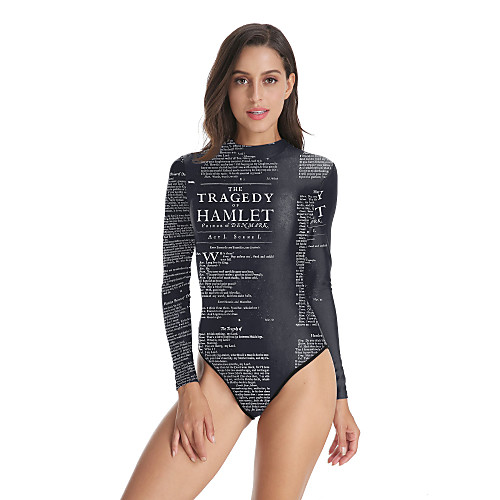 

купальник Комбинезон Купальники косплей костюмы Девушка пляжа Взрослые Косплэй костюмы Косплей Хэллоуин Черный Рисунок Полиэстер Жен. Рождество Хэллоуин Карнавал / Эластичность