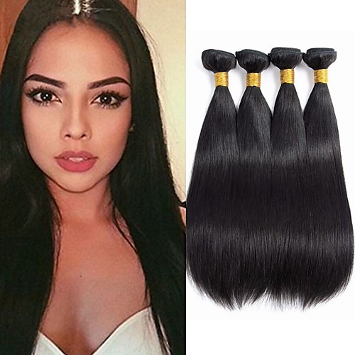 

4 Bundles Peruvian Hair Straight 100% Remy Hair Weave Bundles Natural Color Hair Weaves / Hair Bulk Bundle Hair Human Hair Extensions 8-28 inch Natural Color Human Hair Weaves Waterfall Smooth Hot