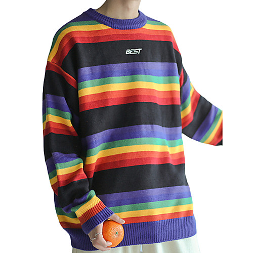

Муж. Полоски Пуловер Осень Белый / Черный M / L / XL