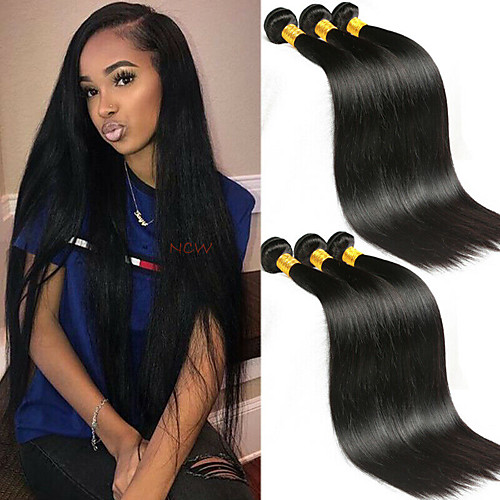 

6 Связок Индийские волосы Прямой человеческие волосы Remy 100% Remy Hair Weave Bundles Головные уборы Человека ткет Волосы Пучок волос 8-28 дюймовый Естественный цвет Ткет человеческих волос