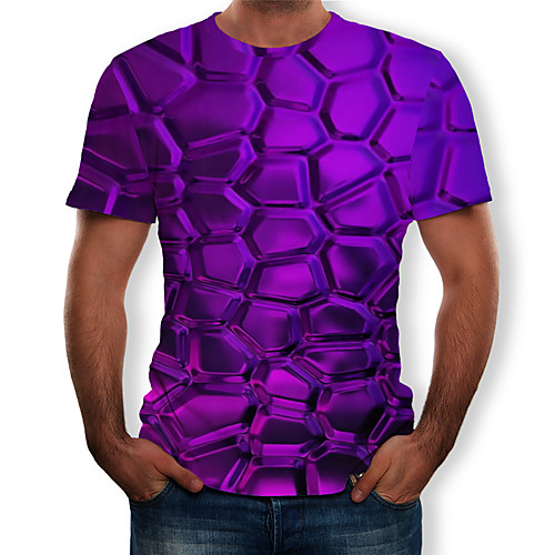 

Men's Daily T-shirt - 3D Print Round Neck Purple / Short Sleeve