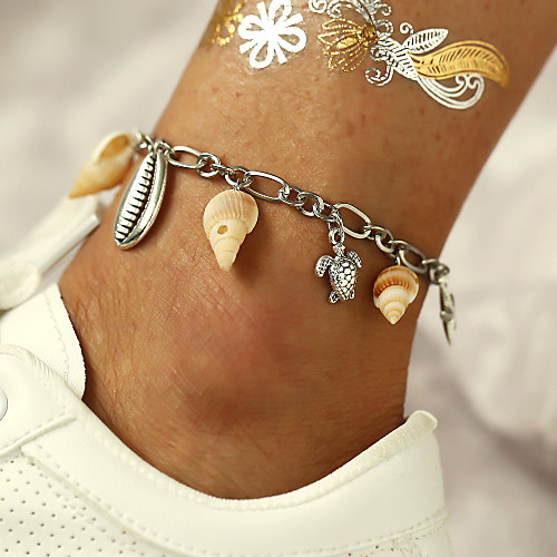 

Ankle Bracelet Classic Vintage European Women's Body Jewelry For Gift Daily Tropical Alloy Turtle Shell Silver 1pc