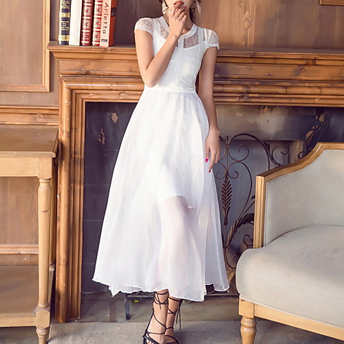 

Жен. Классический А-силуэт Платье - Однотонный Средней длины