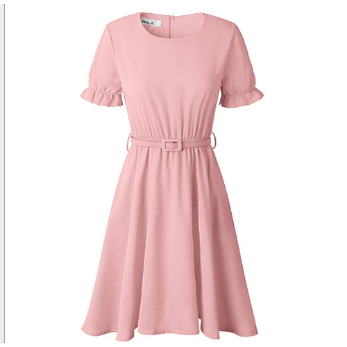 

женское платье длиной до колена в линию хлопок розовый белый желтый s m l xl