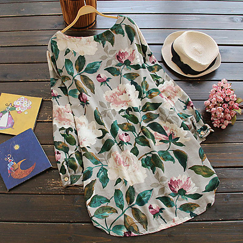 

Жен. Оболочка Платье - Цветочный принт, С принтом Средней длины