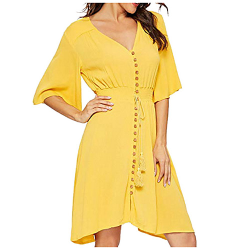 

женское шифоновое платье длиной до колена с V-образным вырезом шифоновое вино желто-зеленый s m l xl
