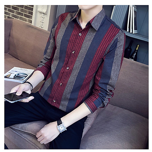 

Муж. Рубашка Классический воротник Тонкие Полоски Серый XL