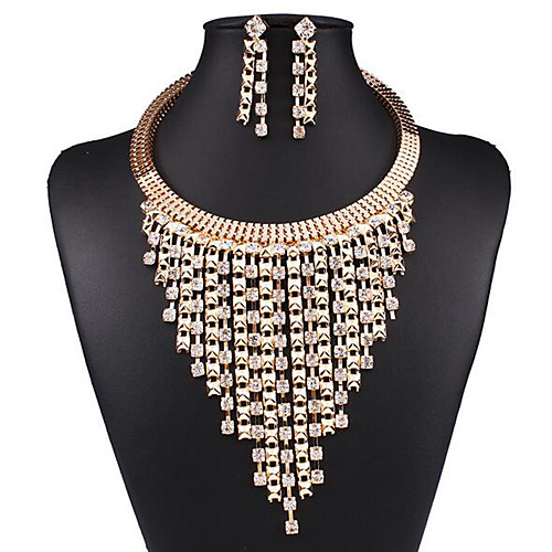 

Women's Drop Earrings Choker Necklace Chain Necklace Tassel Pear Tassel Vintage Gold Plated Earrings Jewelry Gold For Party Street 1 set
