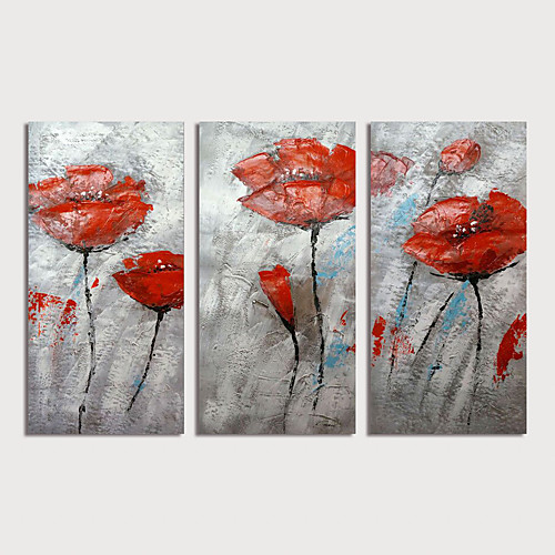 

Hang-роспись маслом Ручная роспись - Абстракция Цветочные мотивы / ботанический Modern Включите внутренний каркас / 3 панели