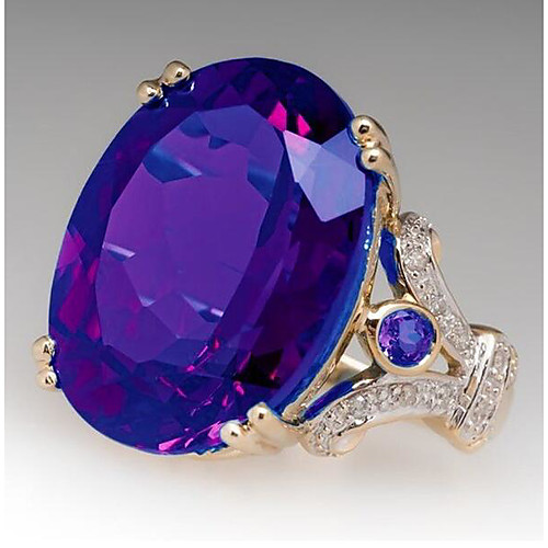 

Women's Promise Ring Synthetic Aquamarine 1pc Purple Yellow Blue Copper Geometric Stylish Wedding Party Jewelry Classic Joy Mood Cool