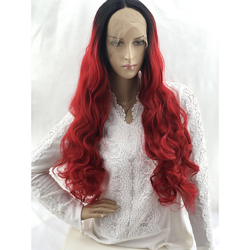 

Wig Accessories Волнистый / Естественные кудри Стиль Ассиметричная стрижка Машинное плетение / Лента спереди Парик Красный Черный / Красный Искусственные волосы 24 дюймовый Жен.