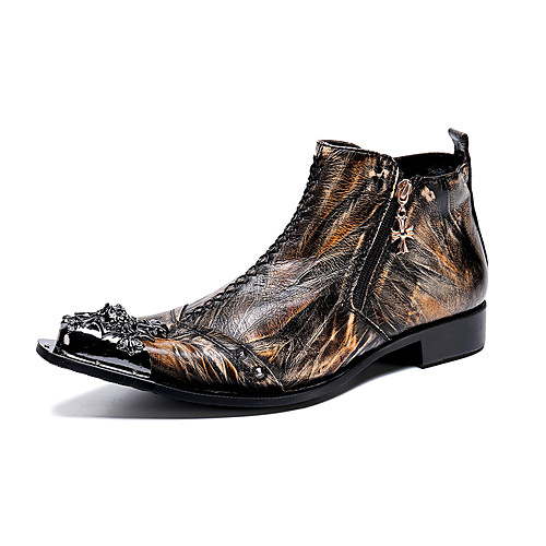 

Men's Novelty Shoes Nappa Leather Spring & Summer British Boots Breathable Booties / Ankle Boots Color Block Dark Brown / Wedding / Party & Evening / Party & Evening / Fashion Boots