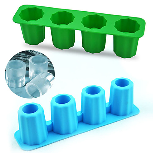 

Long 4 Shot Glasses Ice Mold Silicone Icecream Maker for Wine