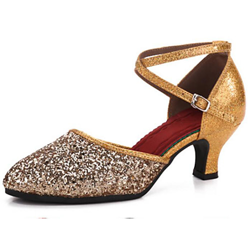 

Women's Modern Shoes / Ballroom Shoes Synthetics Heel Cuban Heel Dance Shoes Black / Gold / Silver / Performance / Practice