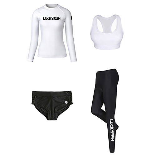 

LUCKYFISH Women's Rash Guard Dive Skin Suit Diving Suit UV Sun Protection Quick Dry Long Sleeve 4-Piece - Swimming Diving Painting Autumn / Fall Spring Summer / Winter / High Elasticity