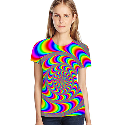 

Women's Street chic / Exaggerated Plus Size T-shirt - Geometric / 3D / Graphic Print Red