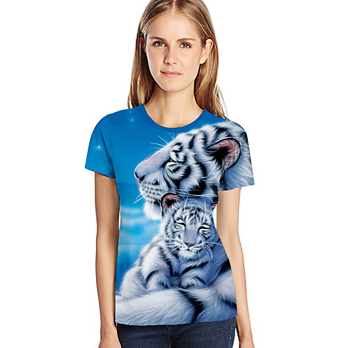 

Women's Plus Size Loose T-shirt - 3D / Animal / Cartoon Print Light Blue