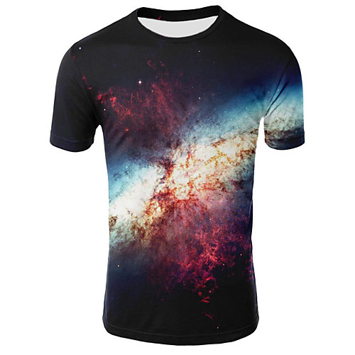 

Муж. Размер ЕС / США - Футболка Круглый вырез Тонкие Галактика Черный S / С короткими рукавами