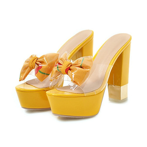 

Жен. ПВХ / Сетка Весна & осень / Весна лето Милая / Минимализм Сандалии На толстом каблуке Открытый мыс Бант Белый / Желтый / Синий / Для вечеринки / ужина