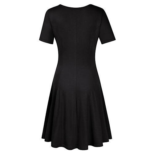 

Жен. С летящей юбкой Платье - Однотонный Выше колена