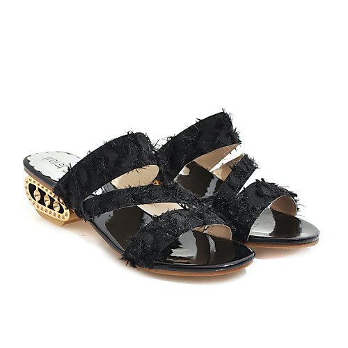 

Жен. Полиуретан Лето На каждый день Сандалии На толстом каблуке Стразы Черный / Розовый / Миндальный