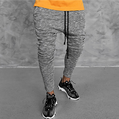 

Муж. Спортивные Тонкие Штаны Брюки - Однотонный Серый L XL XXL