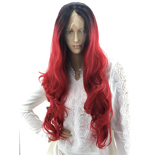 

Wig Accessories Волнистый / Естественные кудри Стиль Ассиметричная стрижка Машинное плетение / Лента спереди Парик Черный Черный / Красный Искусственные волосы 24 дюймовый Жен. / Розовый