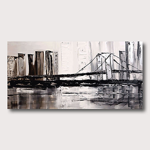 

Hand Painted Stretched Oil Painting Canvas Ready to hang Abstract Style Material High Quantity Wall Art Modern Cityscape Bridge