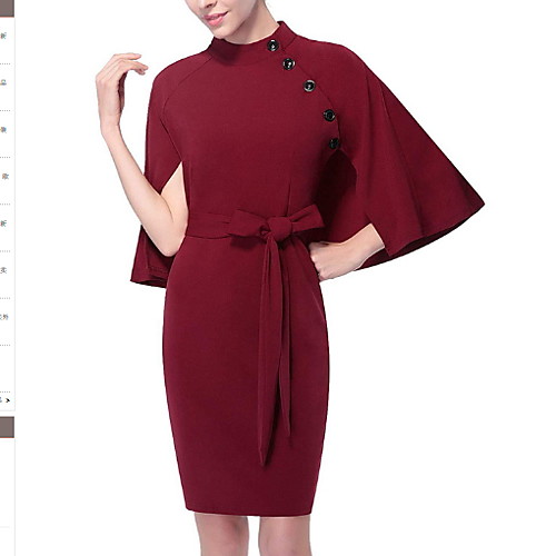 

Жен. Элегантный стиль Облегающий силуэт Платье - Однотонный Выше колена