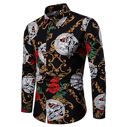 

Men's Shirt - Floral Print Black