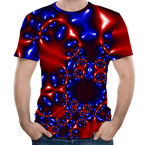 

Men's EU / US Size T-shirt - Color Block / 3D / Graphic Print Round Neck Red